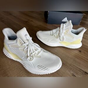 adidas White Sneakers with Pale Yellow Accents